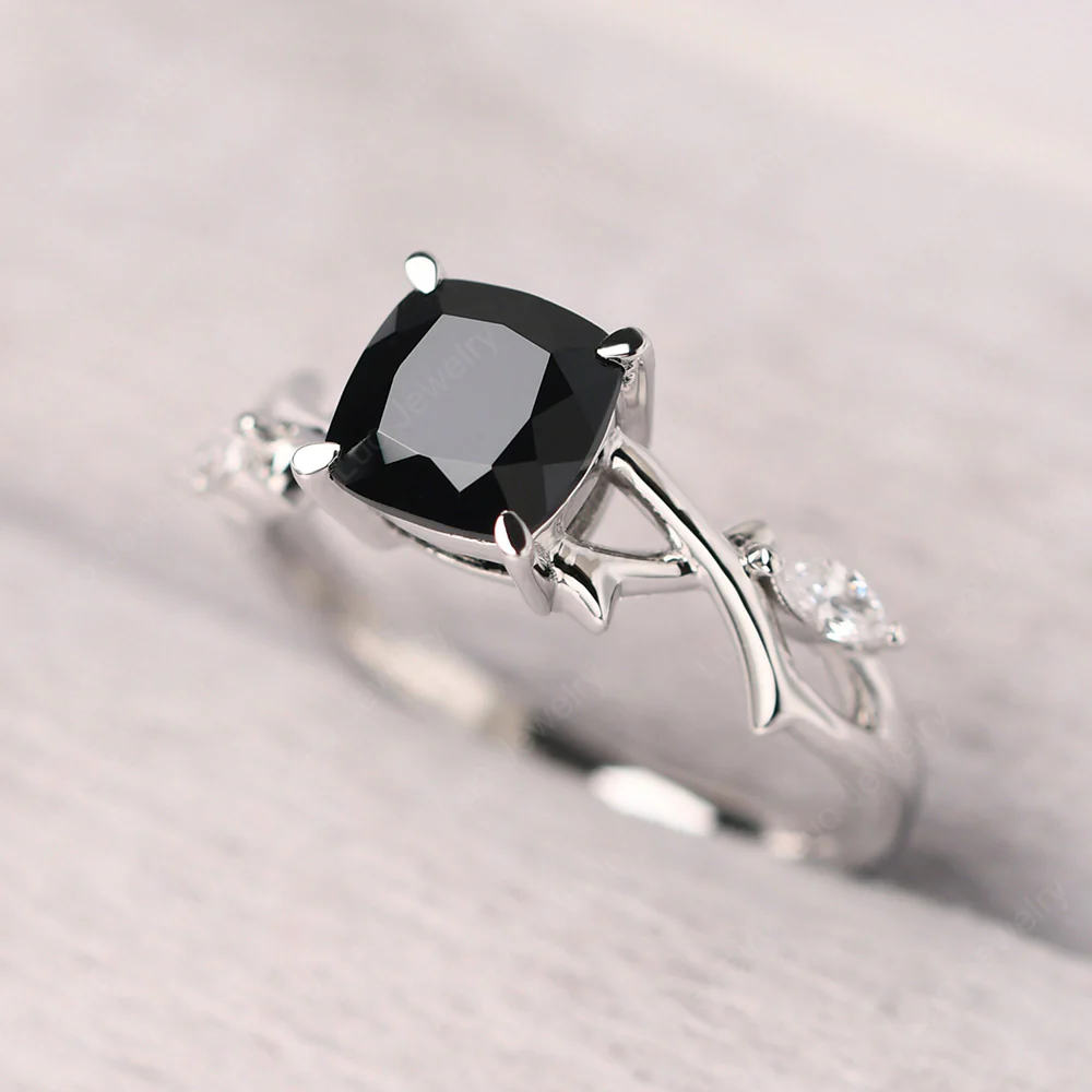 Black Spinel Willow Engagement Ring - Image 3