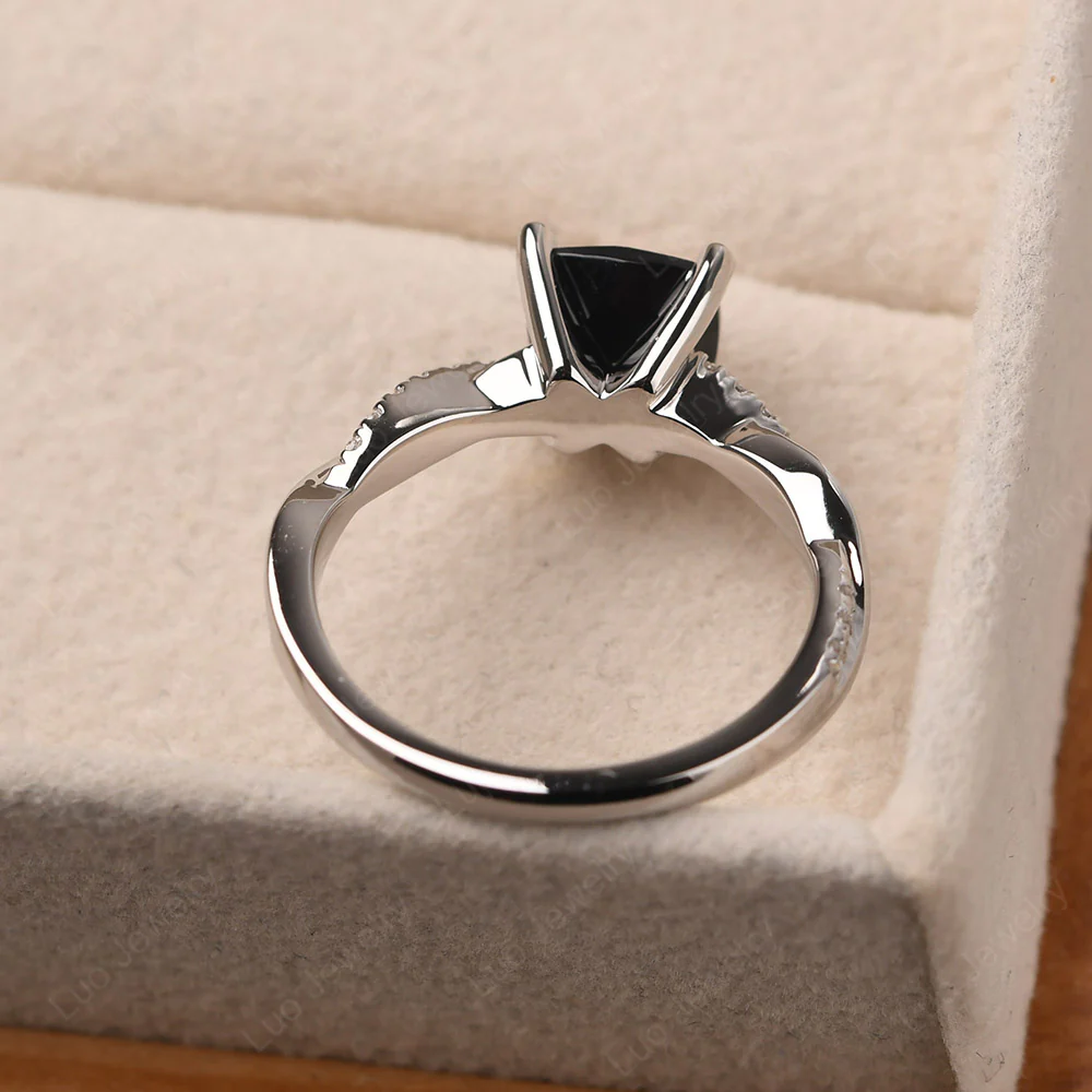 Cushion Black Spinel Twist Engagement Ring - Image 3