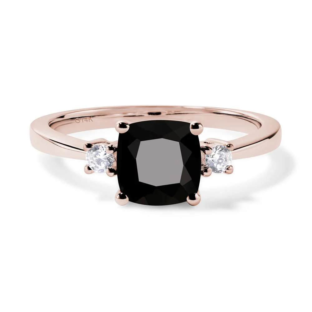 Cushion Cut Black Spinel Trilogy Ring - Image 5