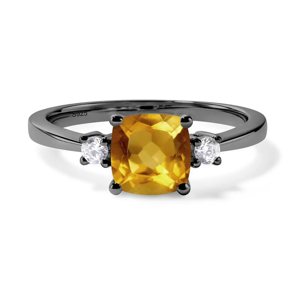 Cushion Cut Citrine Trilogy Ring - Image 2