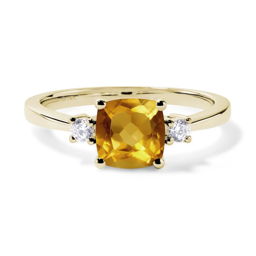 Cushion Cut Citrine Trilogy Ring - Image 4