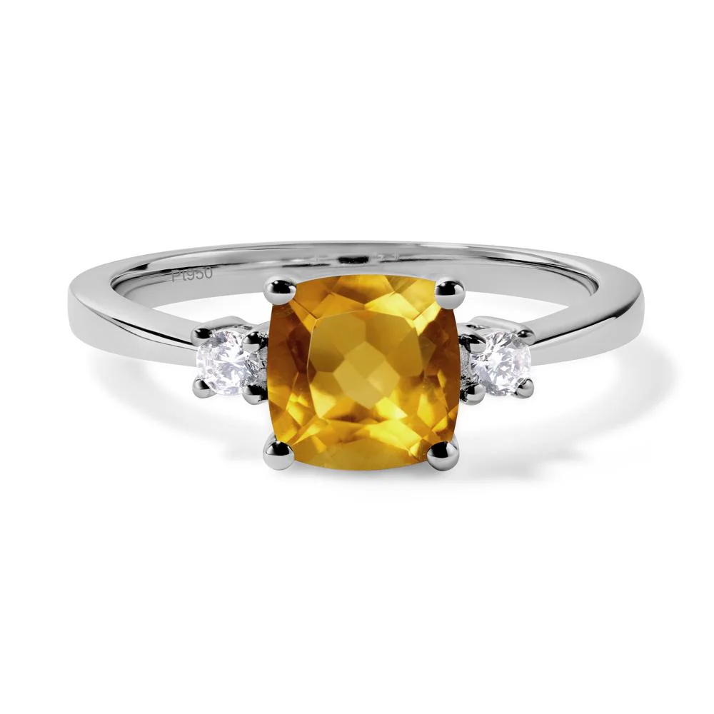 Cushion Cut Citrine Trilogy Ring - Image 6