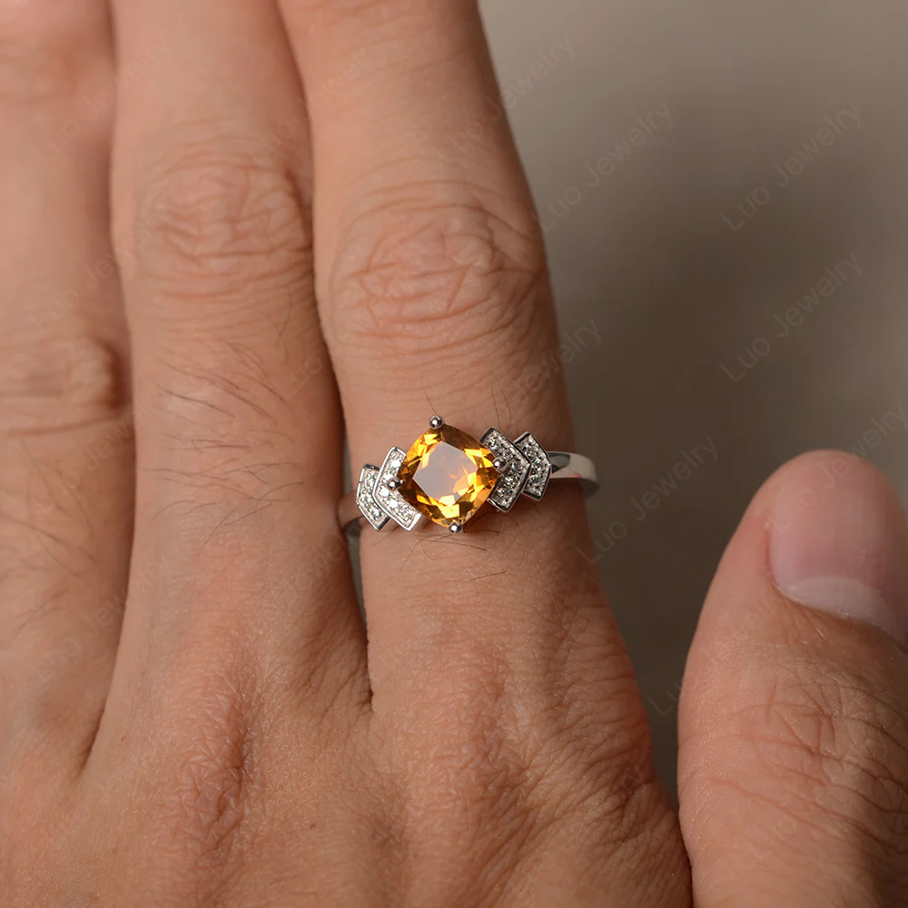 Cushion Cut Citrine Ring Kite Set - Image 3