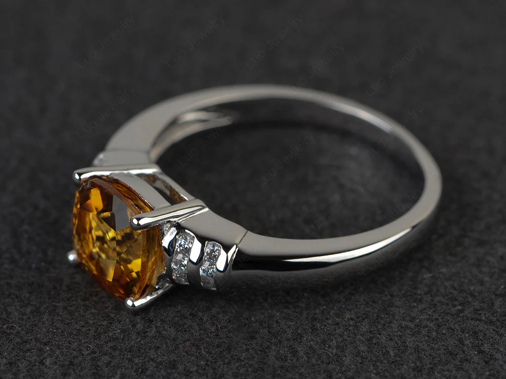 Simple Cushion Citrine Ring - Image 2