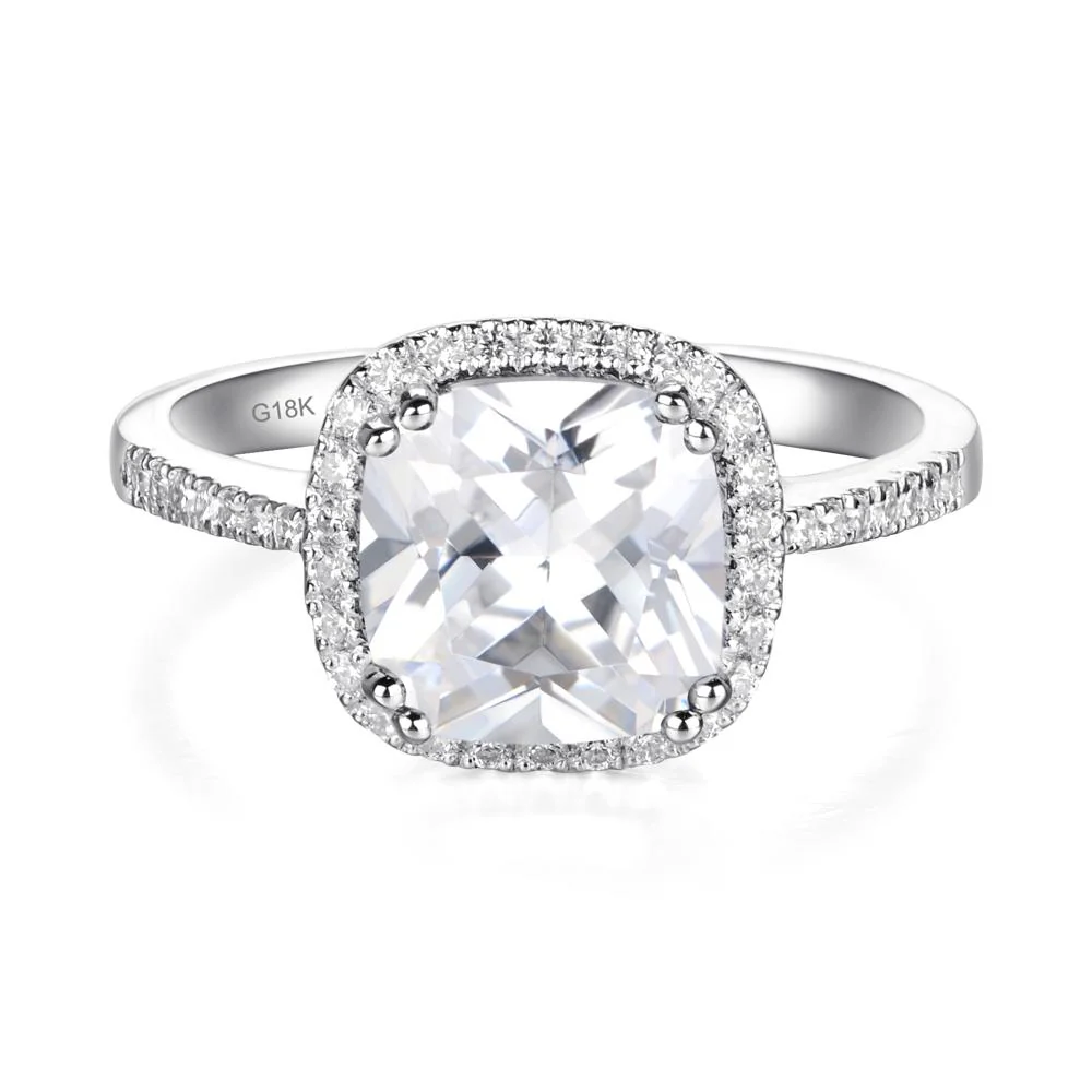 Cushion Cut Cubic Zirconia Halo Ring