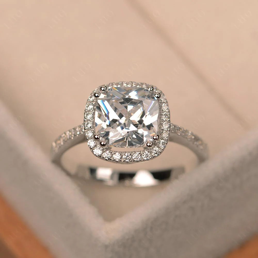 Cushion Cut Cubic Zirconia Halo Ring - Image 10