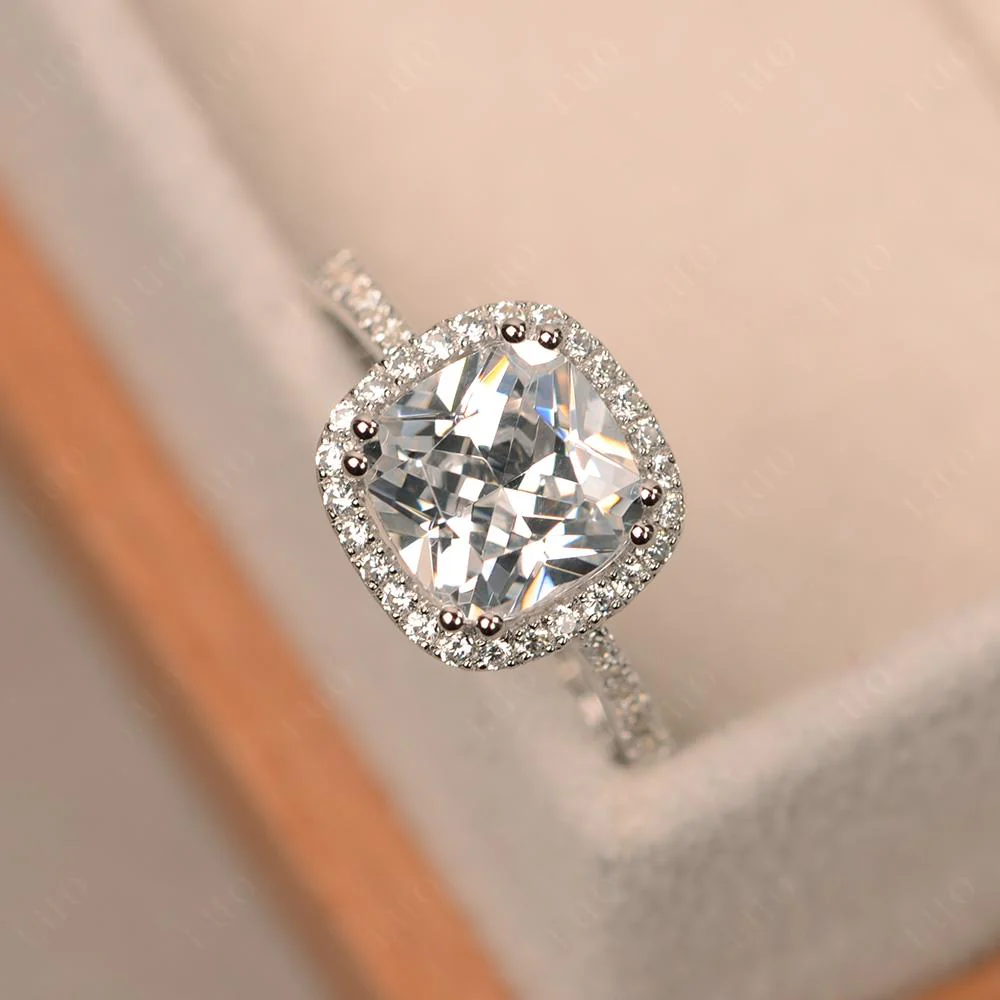 Cushion Cut Cubic Zirconia Halo Ring - Image 11