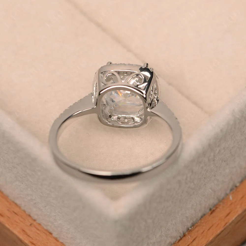 Cushion Cut Cubic Zirconia Halo Ring - Image 12