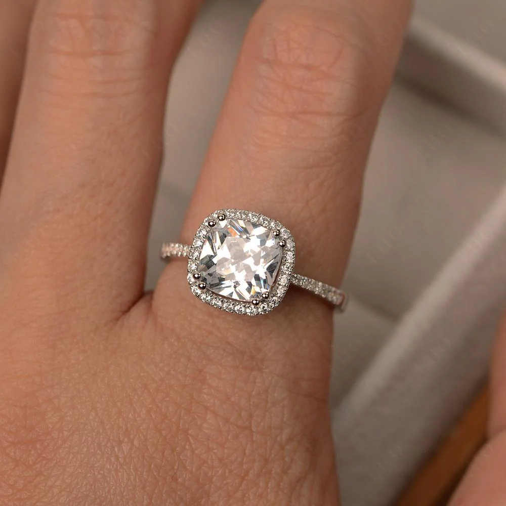 Cushion Cut Cubic Zirconia Halo Ring - Image 13