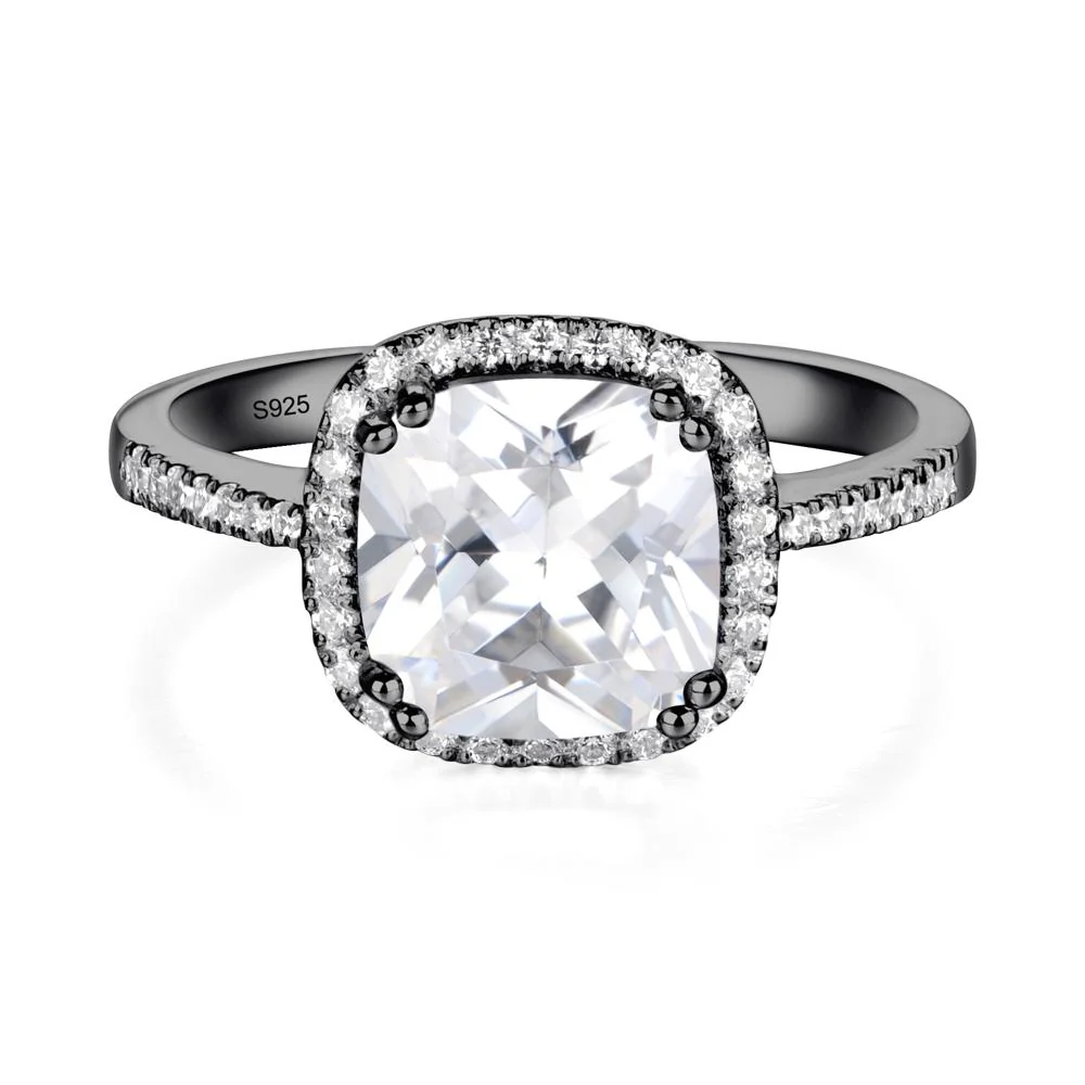 Cushion Cut Cubic Zirconia Halo Ring - Image 3