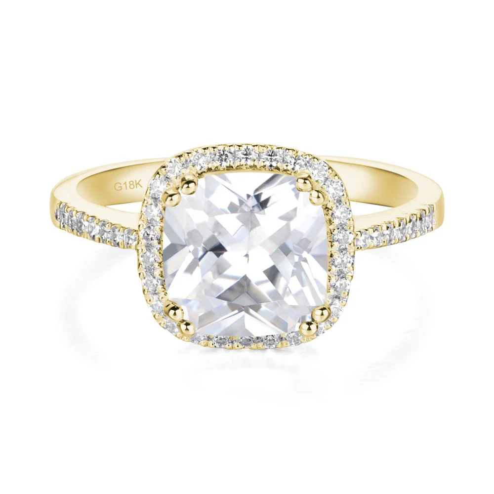 Cushion Cut Cubic Zirconia Halo Ring - Image 4