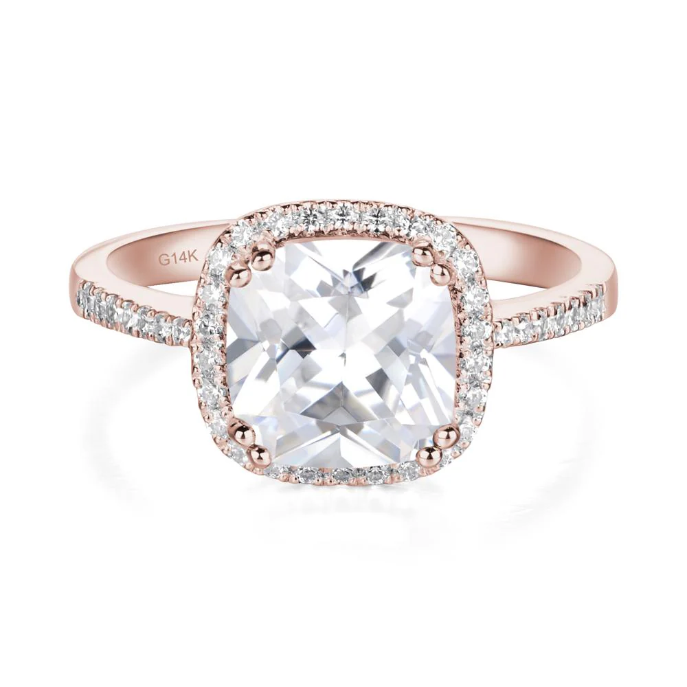 Cushion Cut Cubic Zirconia Halo Ring - Image 5