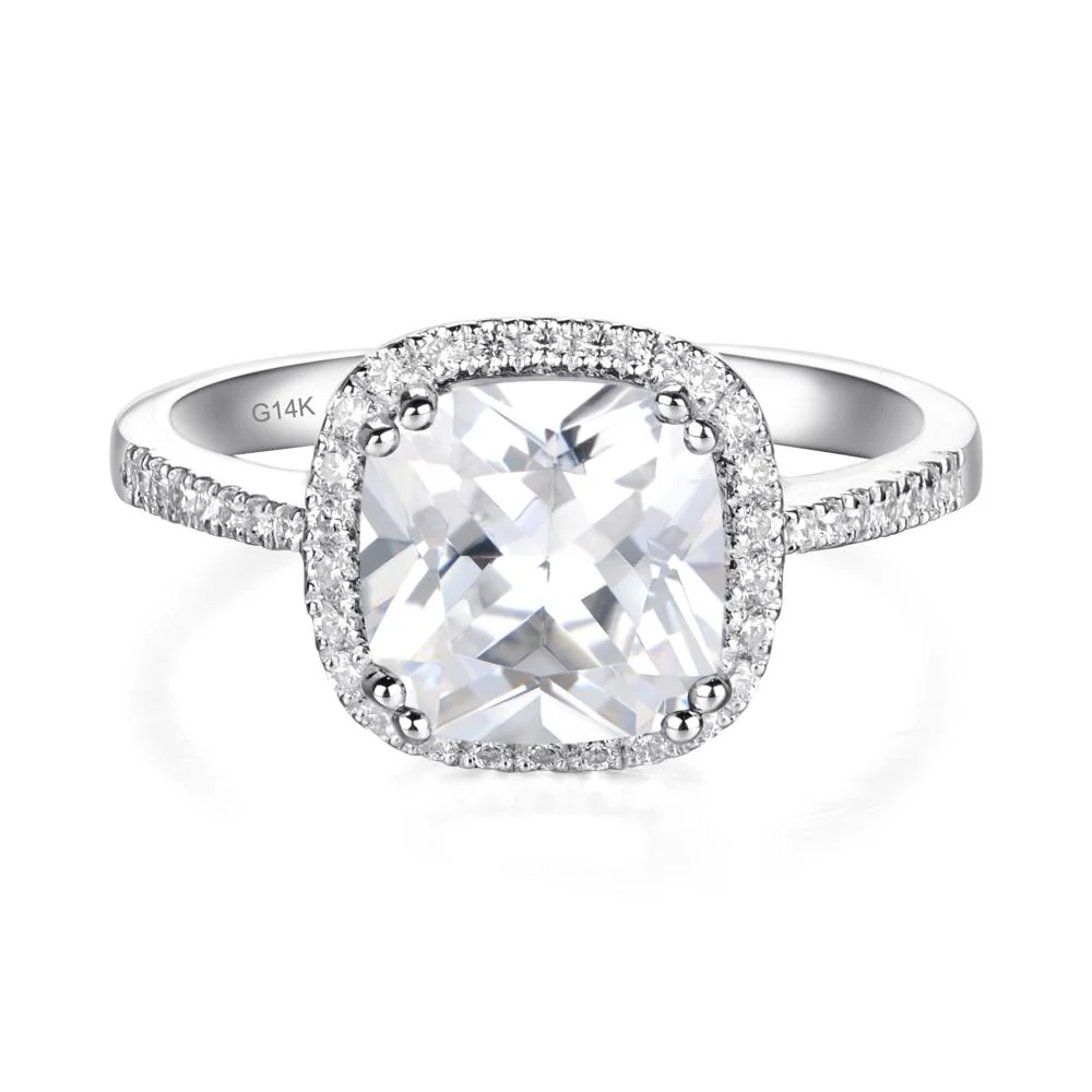 Cushion Cut Cubic Zirconia Halo Ring - Image 6
