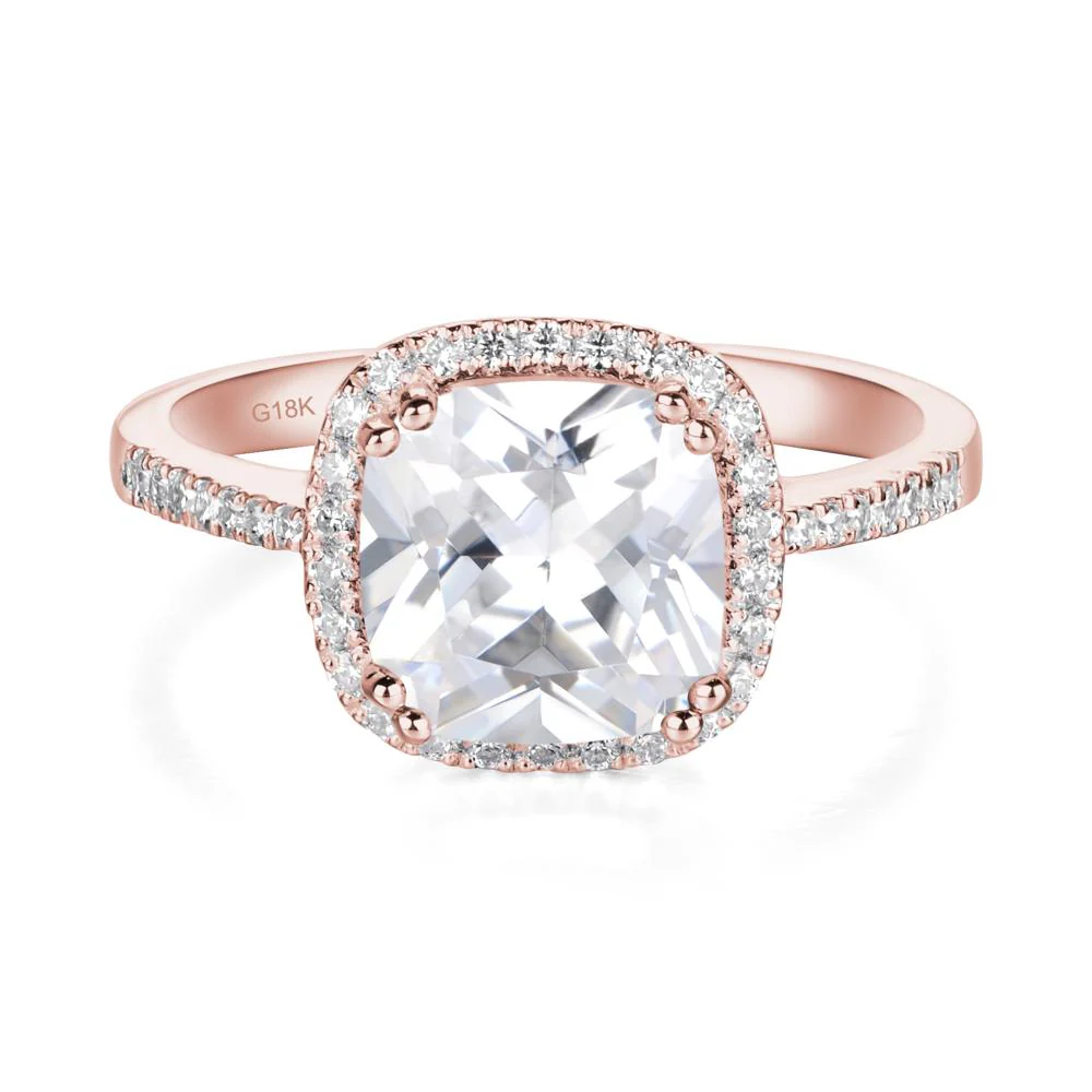 Cushion Cut Cubic Zirconia Halo Ring - Image 8