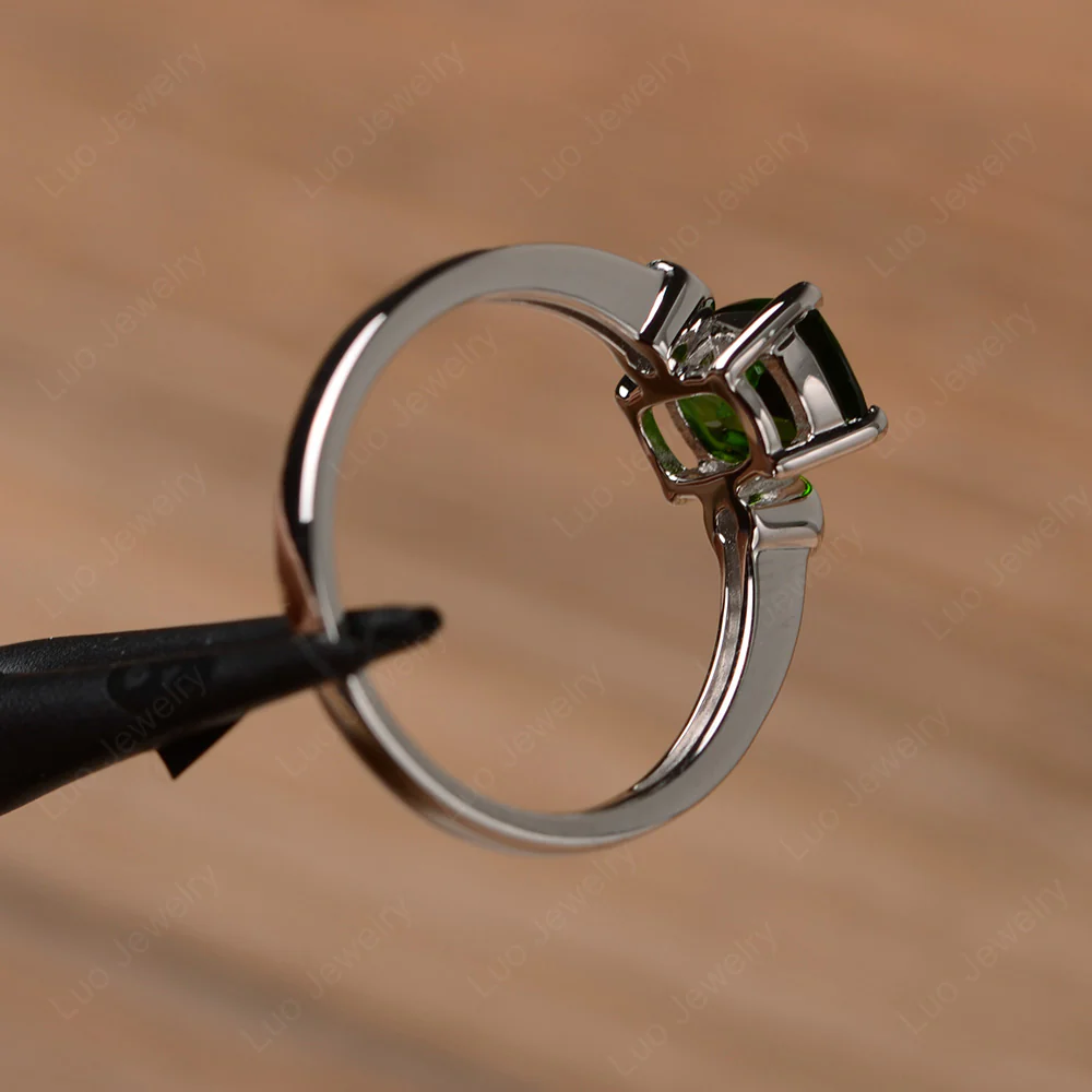Cushion Cut Diopside Pave Ring - Image 3