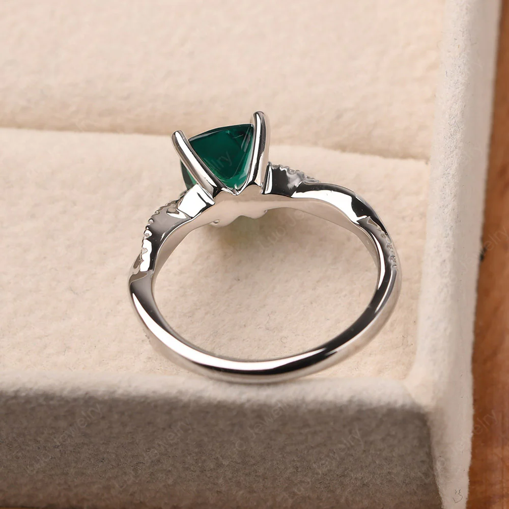 Cushion Emerald Twist Engagement Ring - Image 3