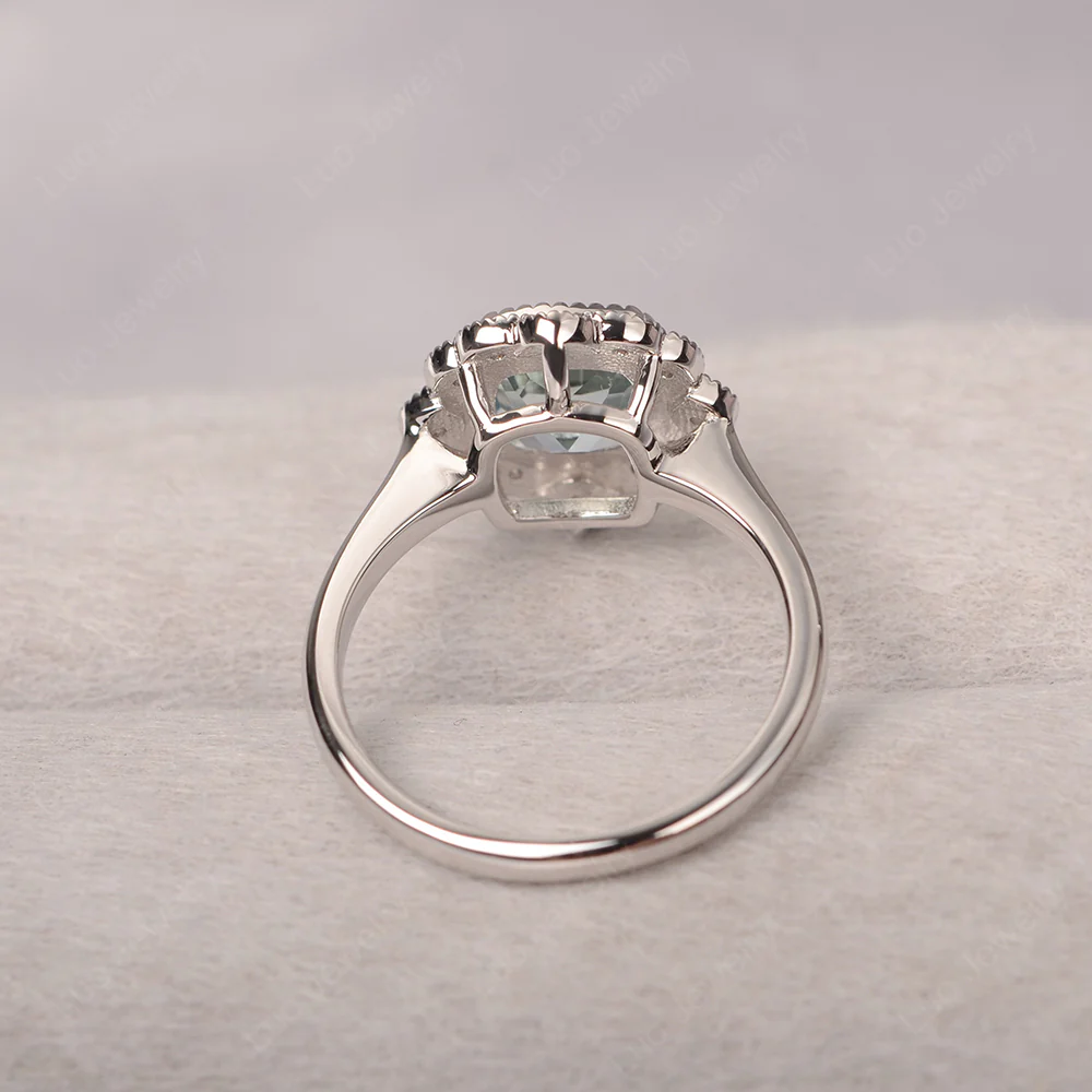 Aquamarine Milgrain Bezel Engagement Ring - Image 3