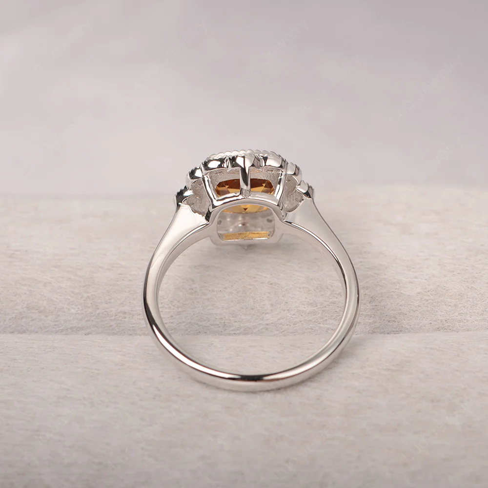 Cushion Cut Citrine Milgrain Ring - Image 3