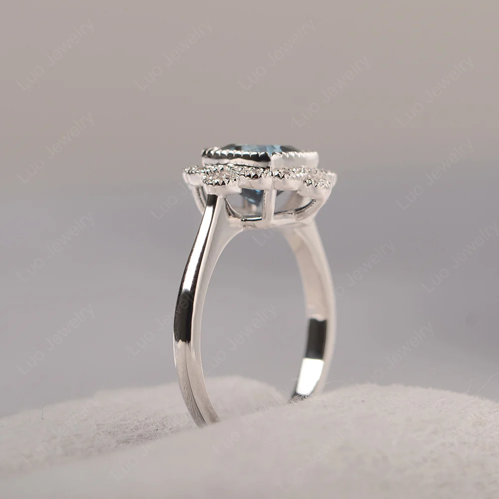 London Blue Topaz Bezel Flower Ring - Image 5