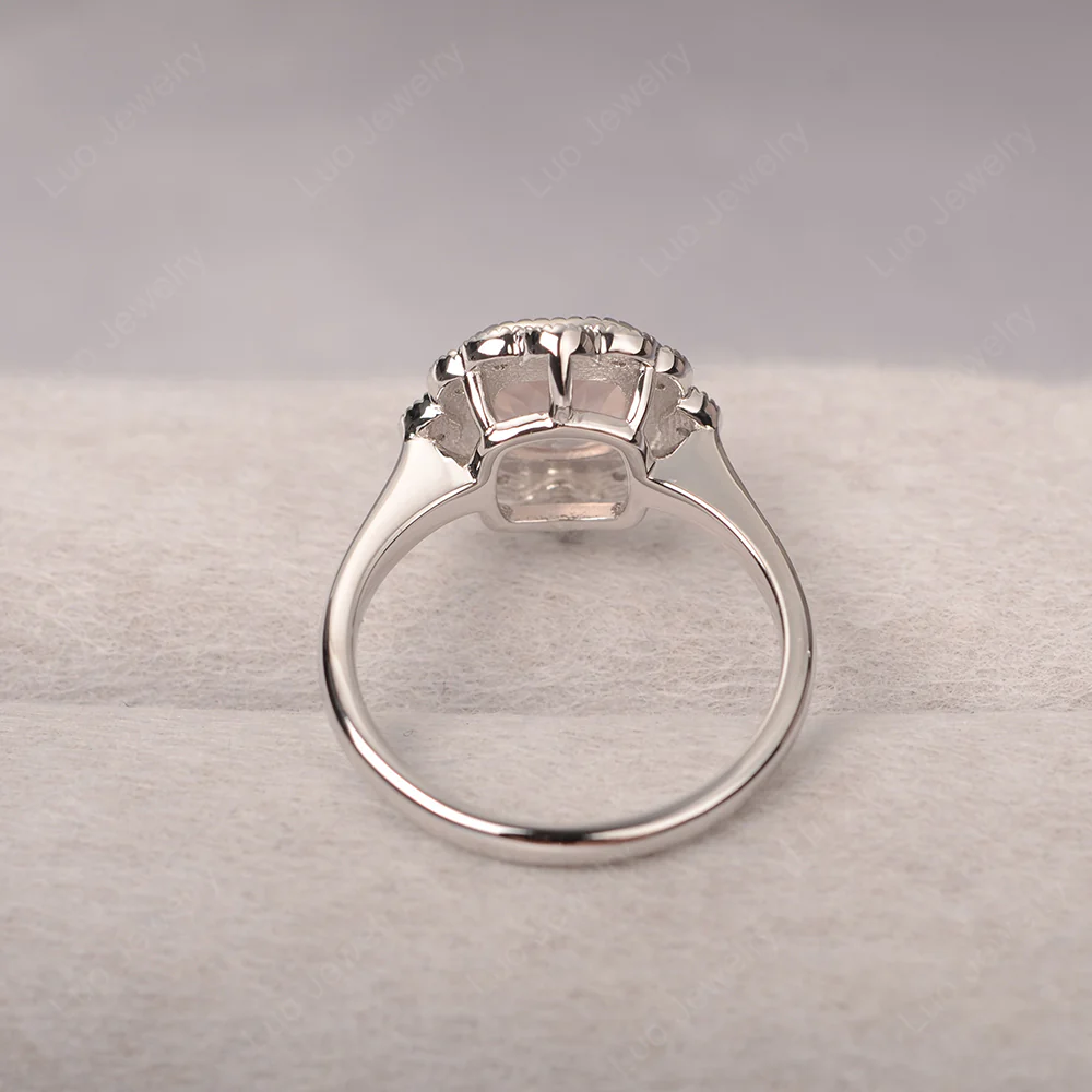 Rose Quartz Milgrain Bezel Engagement Ring - Image 3