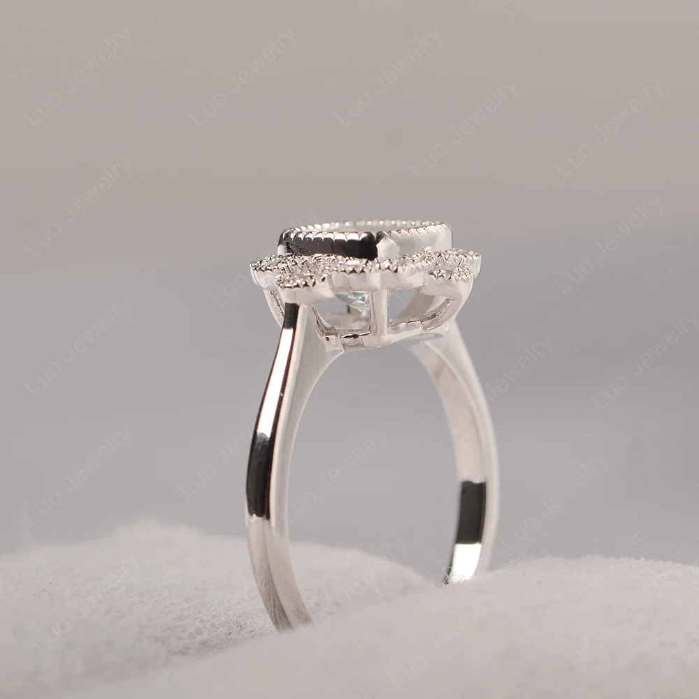 White Topaz Milgrain Bezel Engagement Ring - Image 4