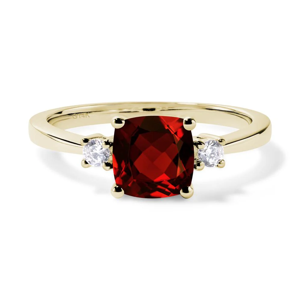 Cushion Cut Garnet Trilogy Ring - Image 4