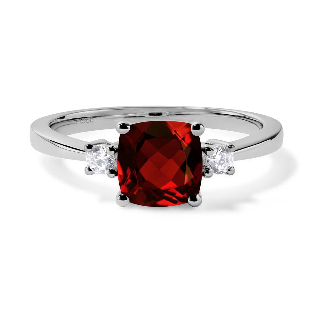 Cushion Cut Garnet Trilogy Ring - Image 6
