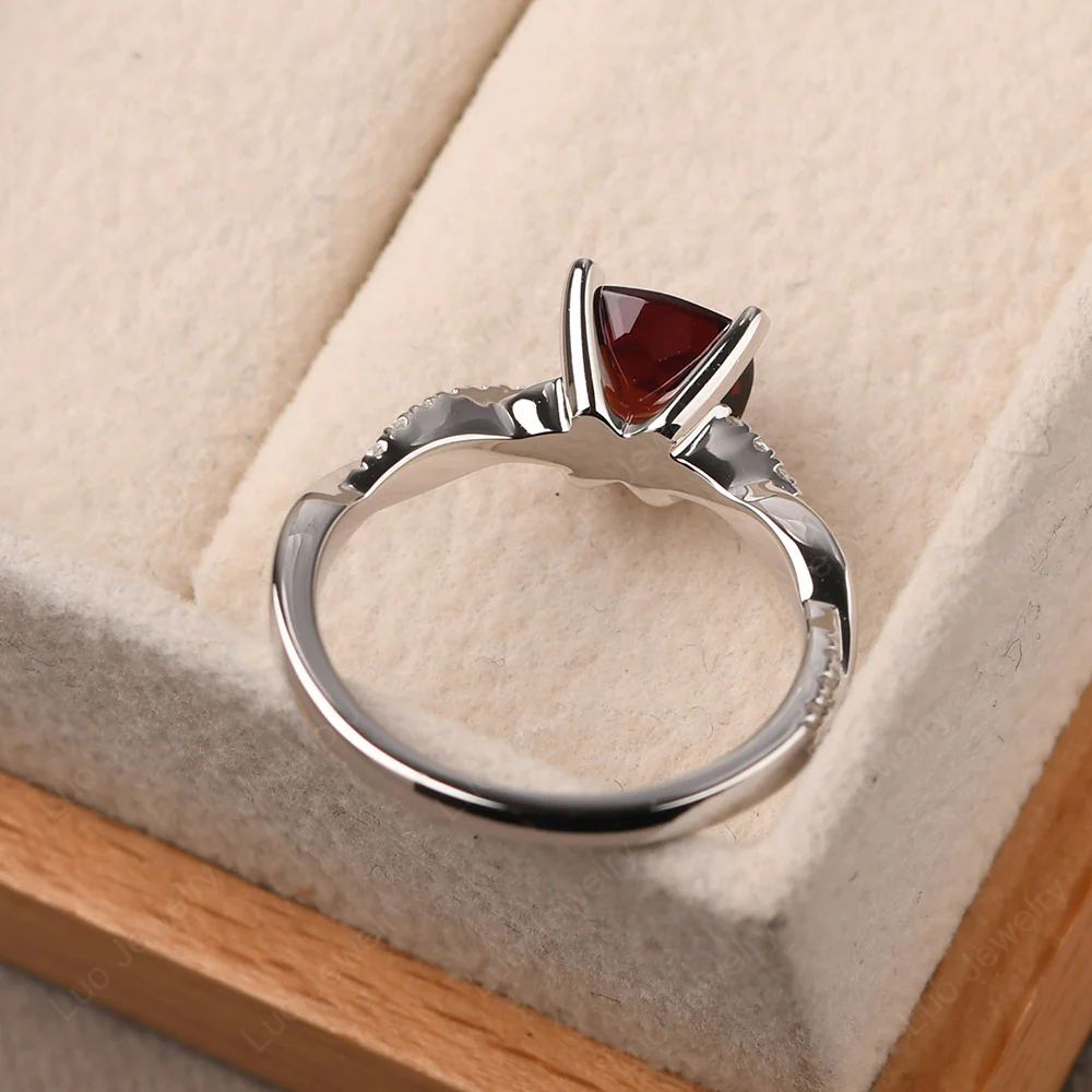Garnet Twist Cushion Cut Engagement Ring - Image 3