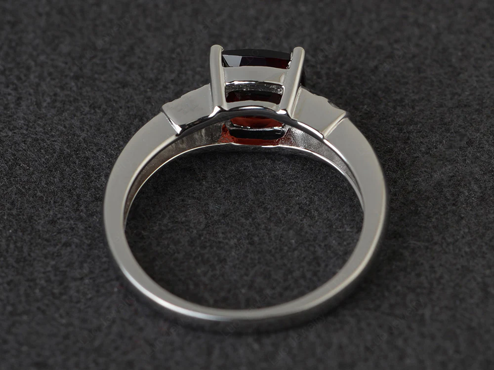 Simple Cushion Garnet Ring - Image 3