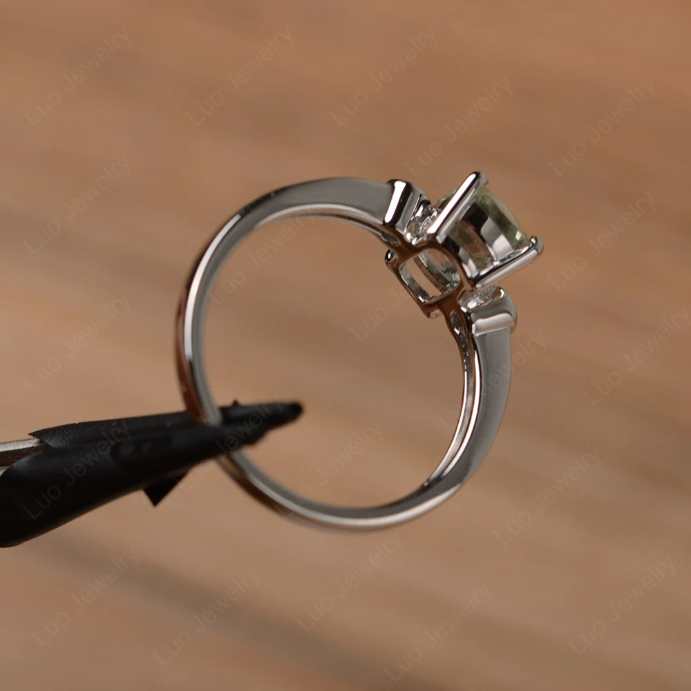 Cushion Cut Green Amethyst Pave Ring - Image 3