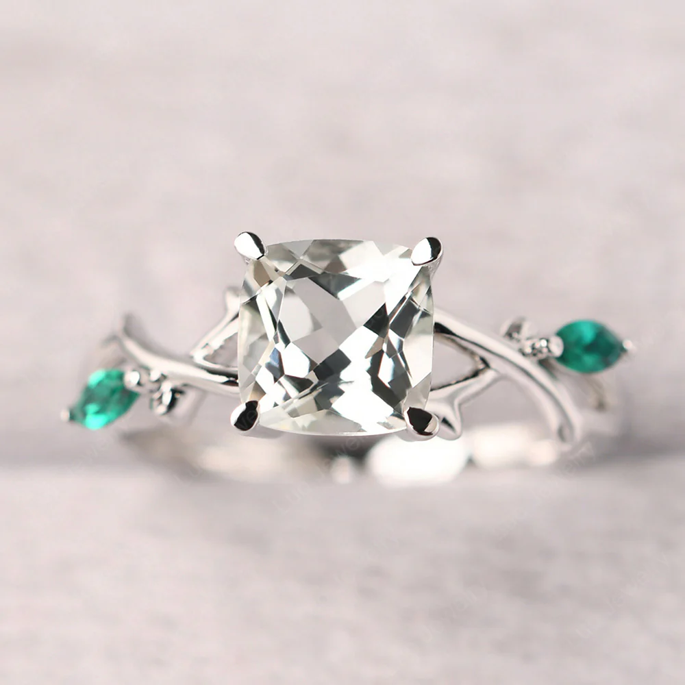 Willow Cushion Cut Green Amethyst Ring