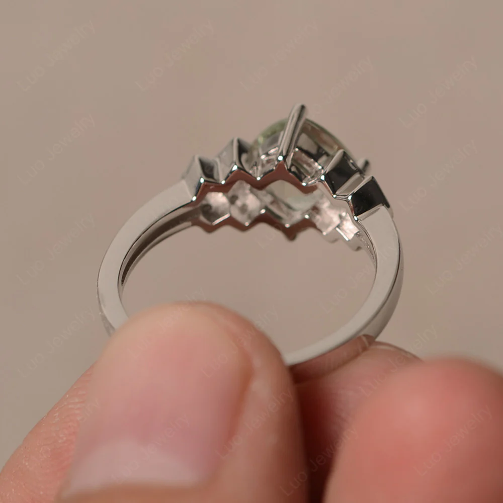 Cushion Cut Green Amethyst Ring Kite Set - Image 2