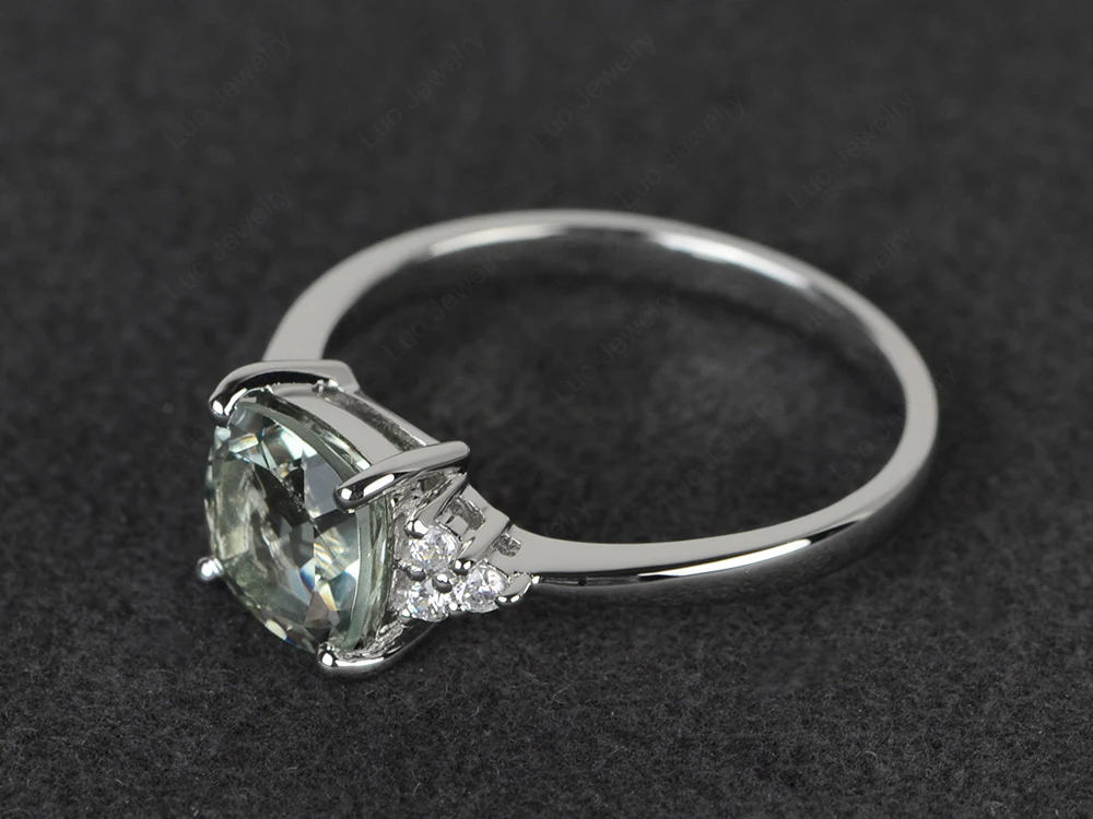Cushion Cut Green Amethyst Ring - Image 2