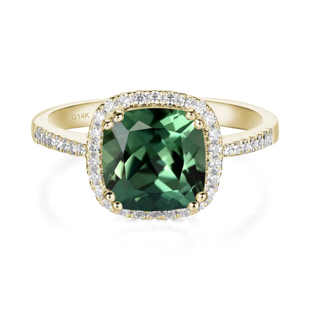 Cushion Cut Green Sapphire Halo Ring - Image 8