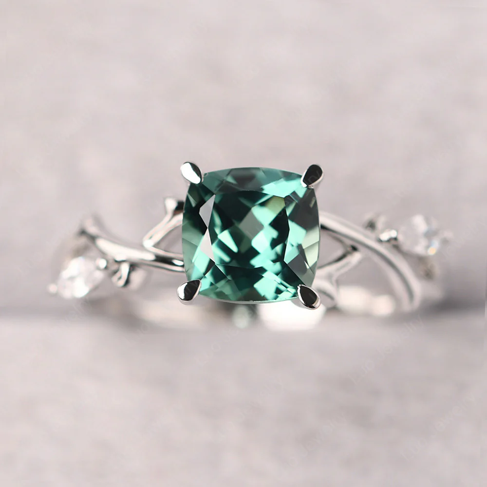 Cushion Green Sapphire Willow Ring