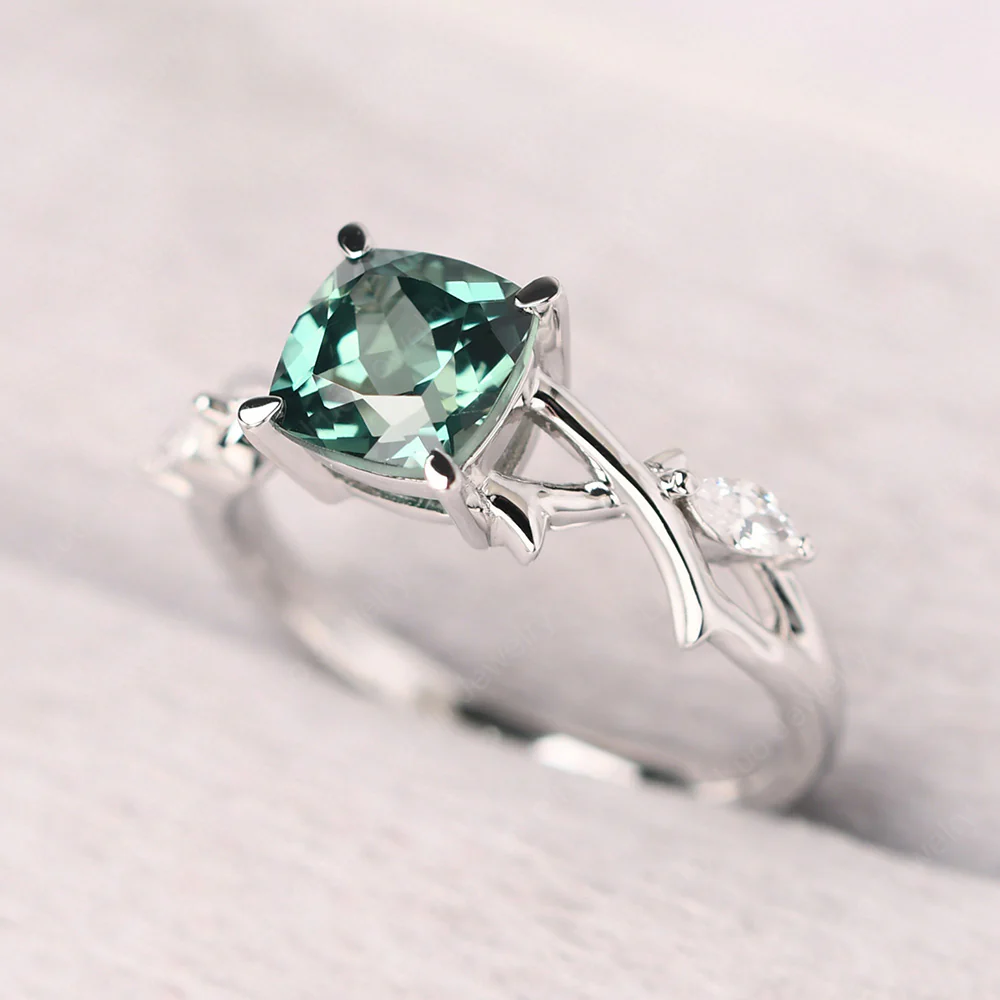 Cushion Green Sapphire Willow Ring - Image 3