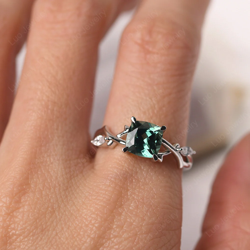 Cushion Green Sapphire Willow Ring - Image 6