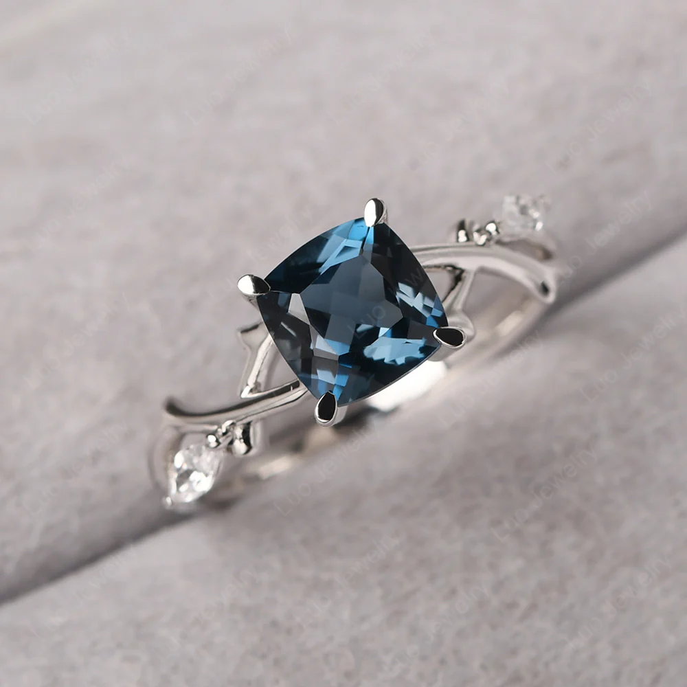 London Blue Topaz Willow Engagement Ring