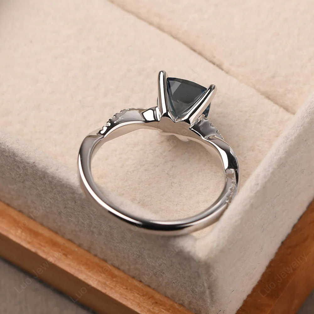 Cushion London Blue Topaz Twist Engagement Ring - Image 3