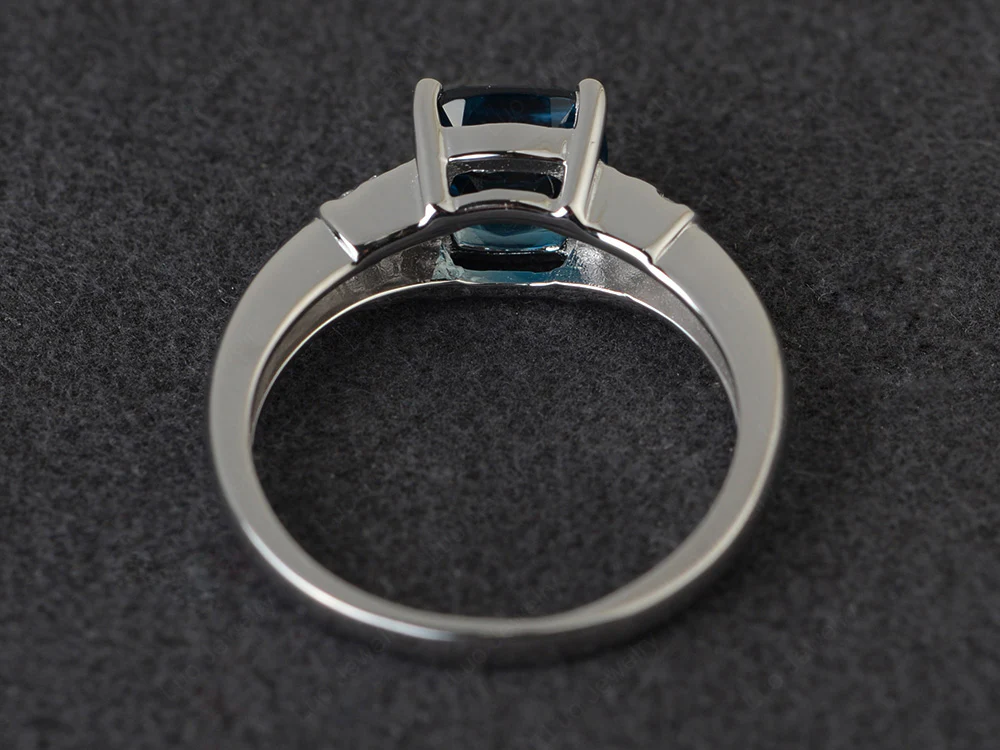 Simple Cushion London Blue Topaz Ring - Image 3