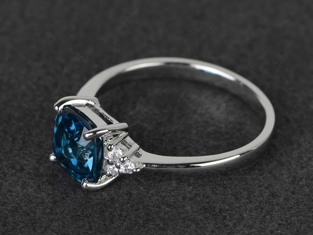 Cushion Cut London Blue Topaz Ring - Image 2