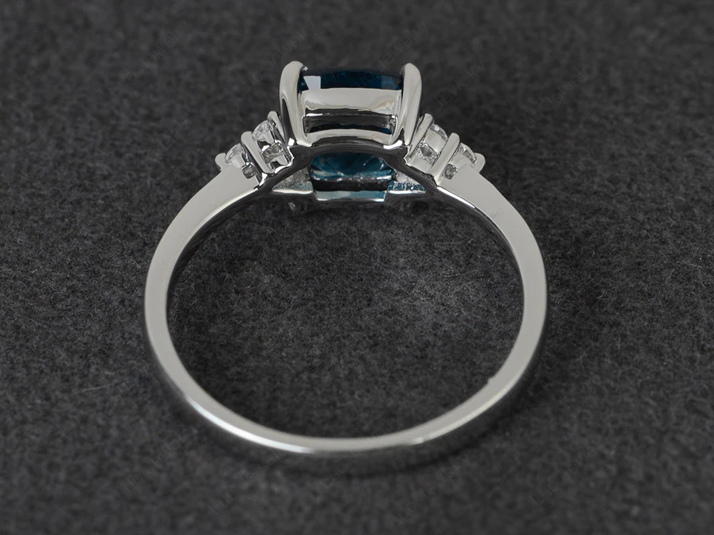 Cushion Cut London Blue Topaz Ring - Image 3