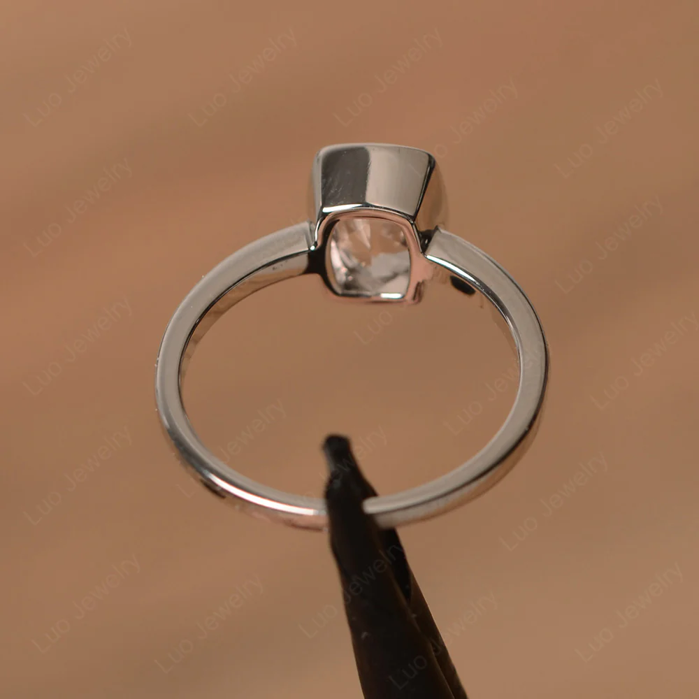 Cushion Cut Morganite Bezel Setting Ring - Image 3