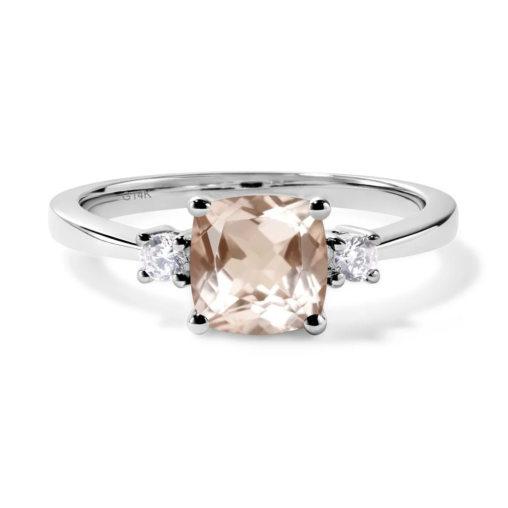 Cushion Cut Morganite Trilogy Ring - Image 4