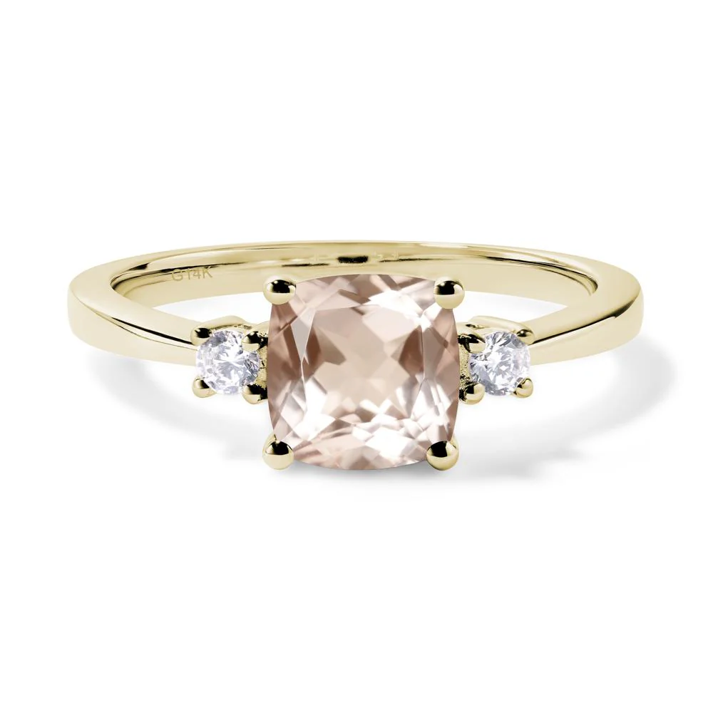 Cushion Cut Morganite Trilogy Ring - Image 5