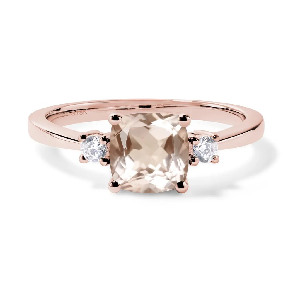 Cushion Cut Morganite Trilogy Ring - Image 9