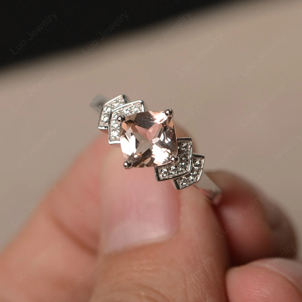Cushion Cut Morganite Ring Kite Set