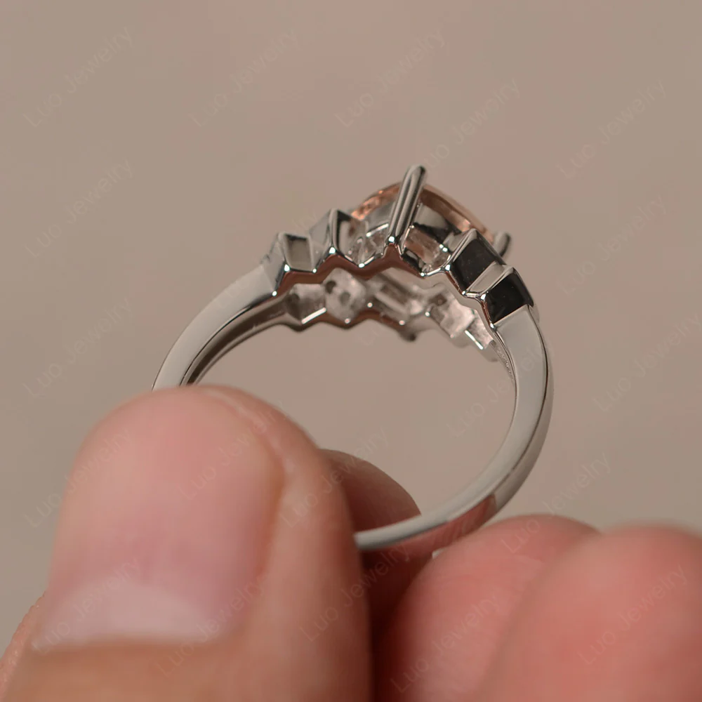 Cushion Cut Morganite Ring Kite Set - Image 2