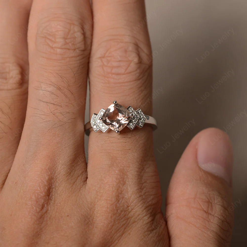 Cushion Cut Morganite Ring Kite Set - Image 3