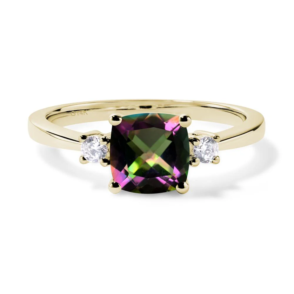 Cushion Cut Mystic Topaz Trilogy Ring - Image 4